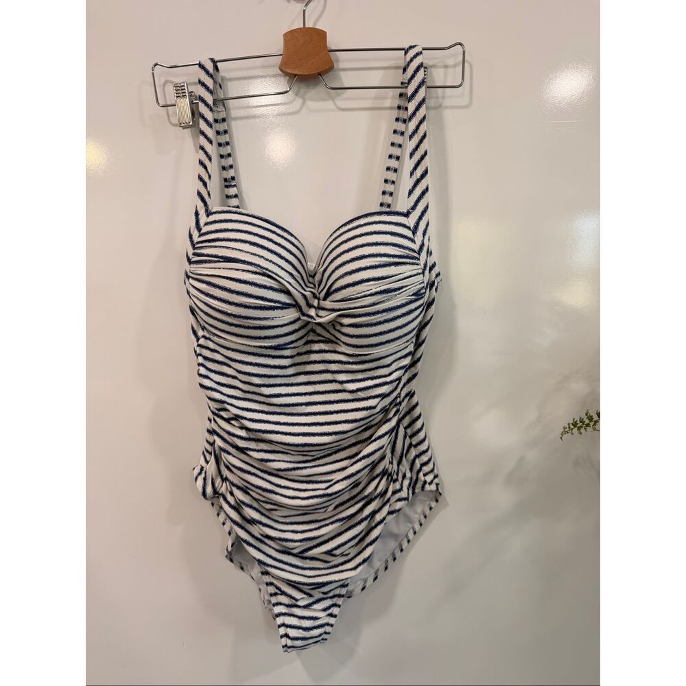 Nip Tuck Swim Stripe One Piece Swimsuit US 12